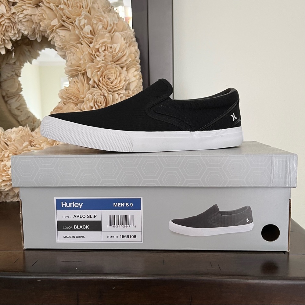 NEW! Hurley Arlo Men's Slip on Black Athletic Shoes Size 9